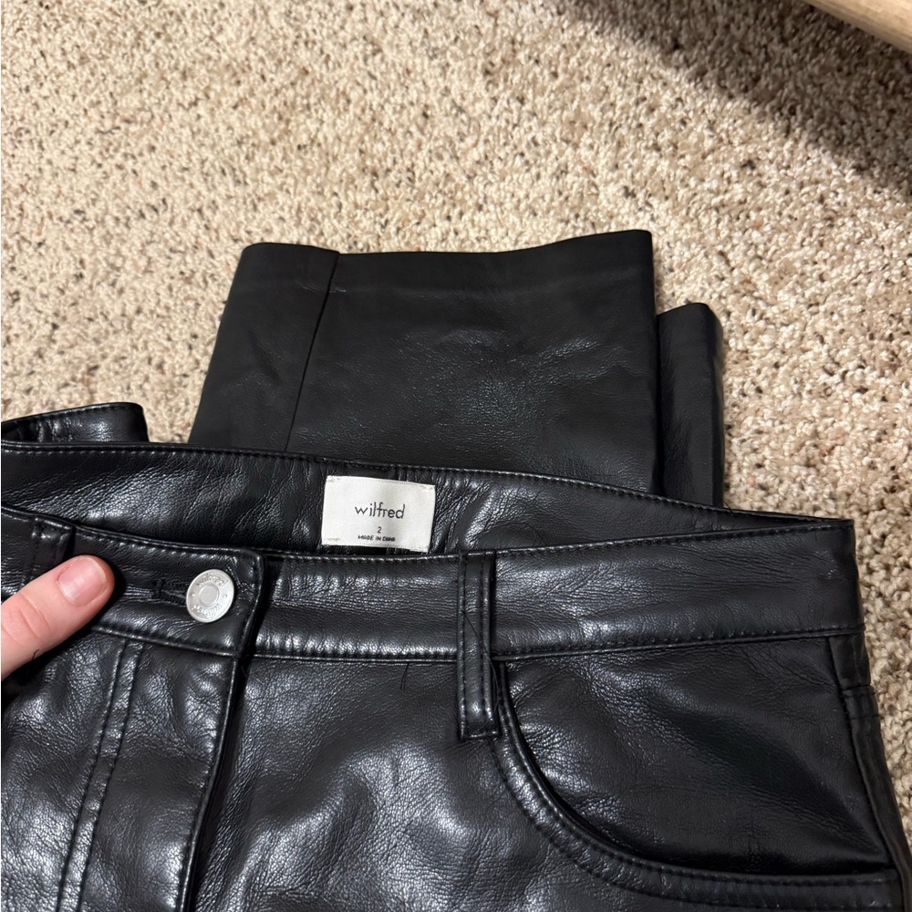 Aritzia Wilfred Black Leather Pants